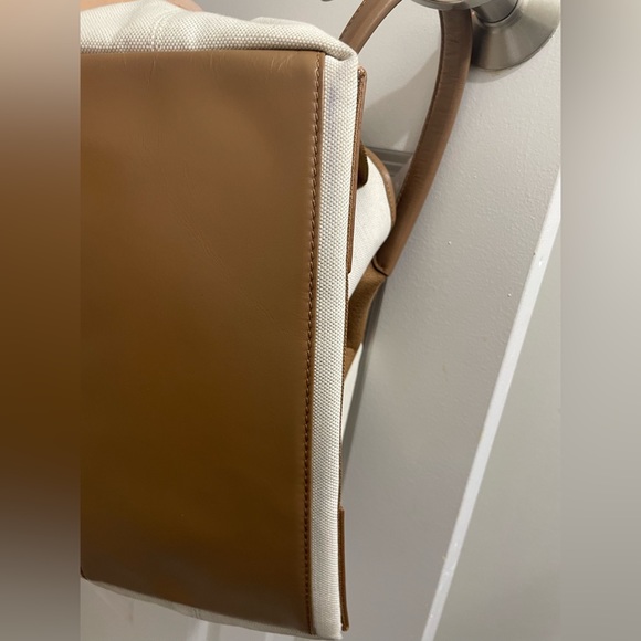 BALENCIAGA  Cabas S Hand Tote Bag Pouch Canvas Leather Camel Brown - Picture 9 of 15